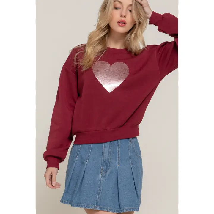 Sequin Heart Sweatshirt