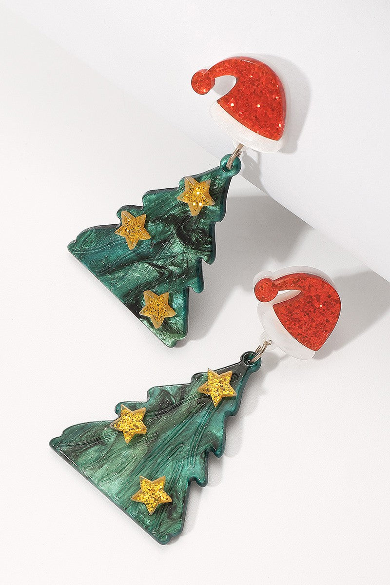 Santa Hat Tree Earring