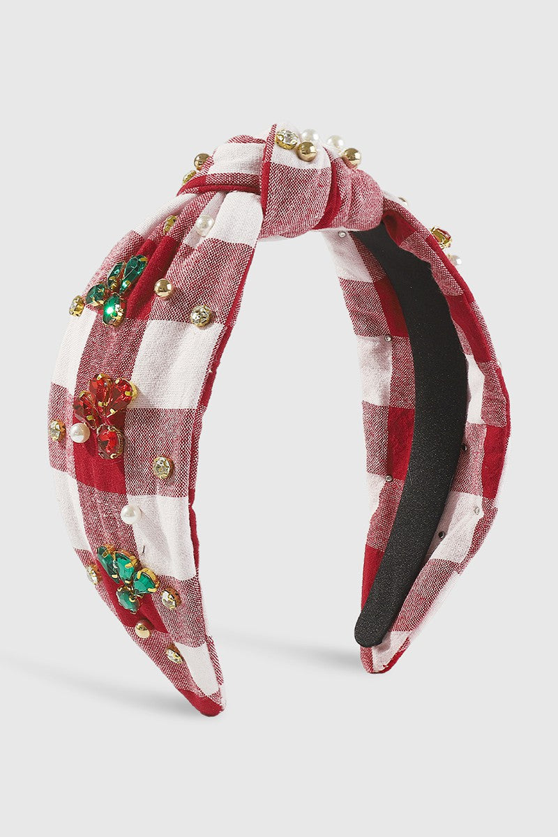 Plaid Holiday Rhinestone Headband